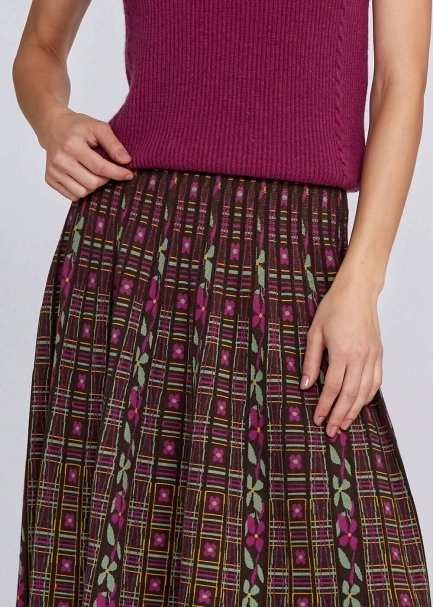 Jakar Desenli Kloş Triko Etek - 7