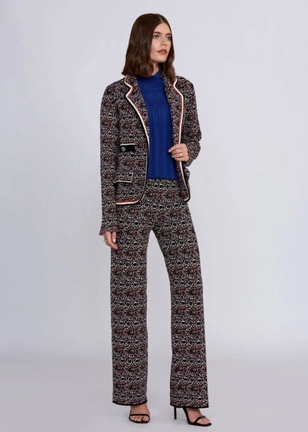 Jakar Desenli Taşlı Düğmeli Triko Ceket - 2