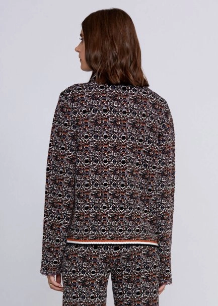 Jakar Desenli Taşlı Düğmeli Triko Ceket - 3