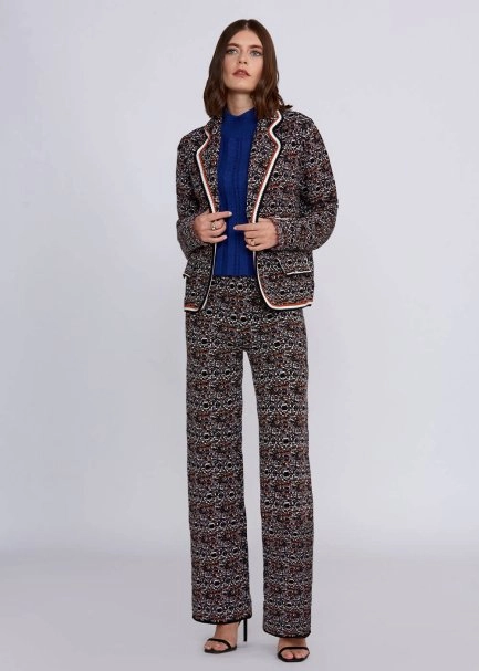 Jakar Desenli Taşlı Düğmeli Triko Ceket - 6