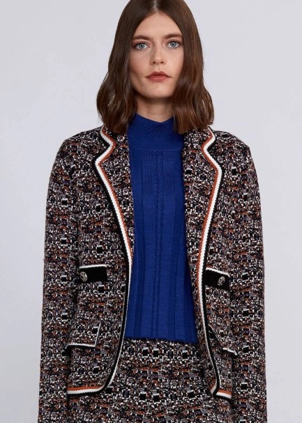 Jakar Desenli Taşlı Düğmeli Triko Ceket - 7