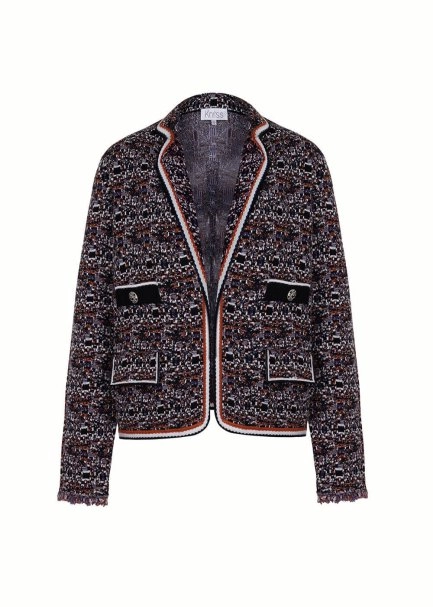 Jakar Desenli Taşlı Düğmeli Triko Ceket - 8