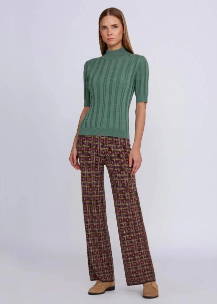 Jakar Desenli Triko Pantolon - 5