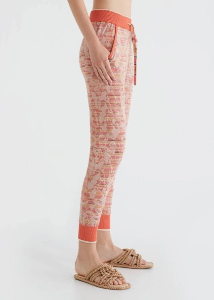 Jakarlı Mercan Rengi Triko Jogging Pantolon - 4