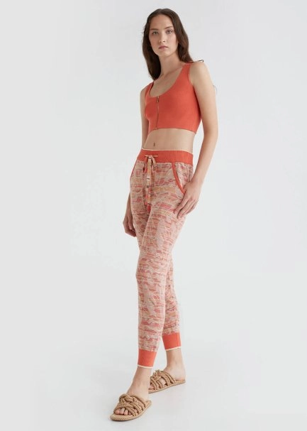 Jakarlı Mercan Rengi Triko Jogging Pantolon - 5