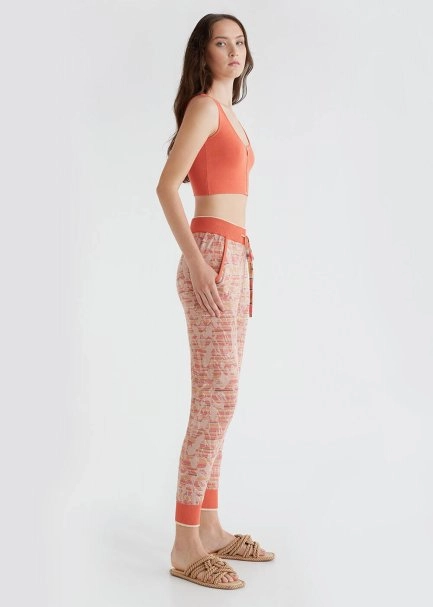 Jakarlı Mercan Rengi Triko Jogging Pantolon - 6