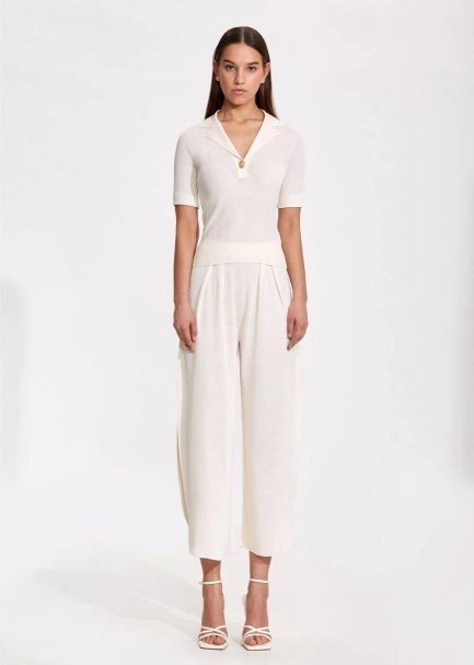 Jewel Button Ecru Knit Top - 2