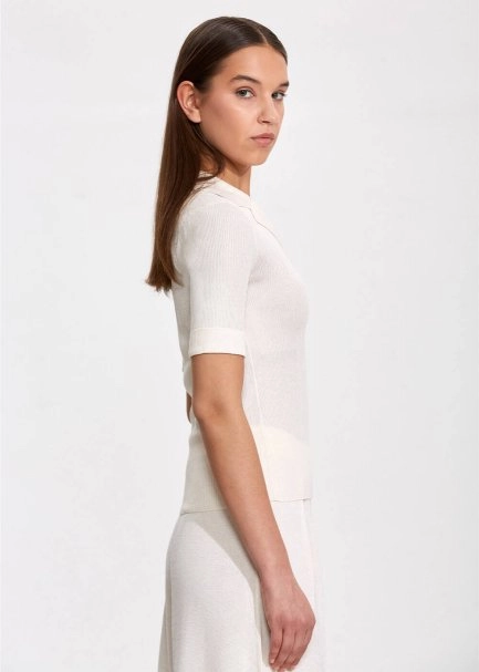 Jewel Button Ecru Knit Top - 4