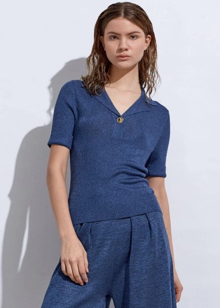 Jewel Button Ocean Knit Top - 3