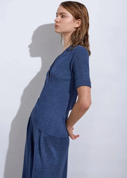 Jewel Button Ocean Knit Top - 4