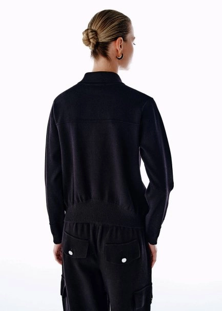 JEWEL BUTTONS BLACK KNIT SPORTS JACKET - 5