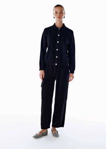 JEWEL BUTTONS BLACK KNIT SPORTS JACKET - 2