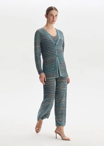 JEWEL BUTTONS COLOR BLOCK FESTIVAL KNIT CARDIGAN - 4