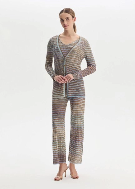 JEWEL BUTTONS COLOR BLOCK SOFT CANDY KNIT CARDIGAN - 2