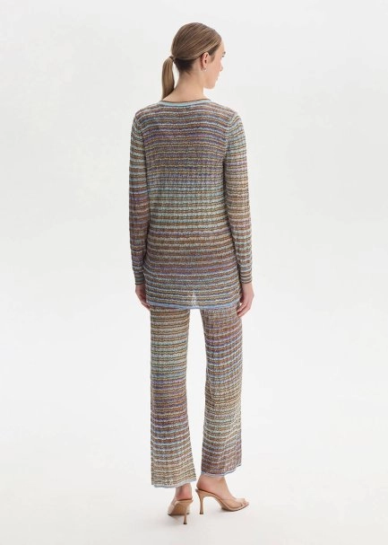 JEWEL BUTTONS COLOR BLOCK SOFT CANDY KNIT CARDIGAN - 5