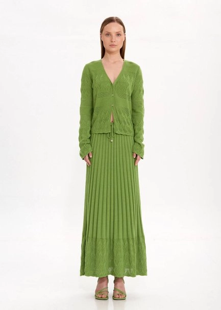 JEWEL BUTTONS NEPHRITE KNIT CARDIGAN - 2