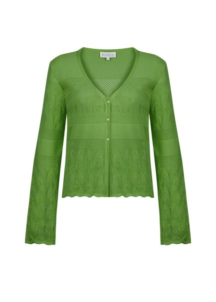 JEWEL BUTTONS NEPHRITE KNIT CARDIGAN - 6