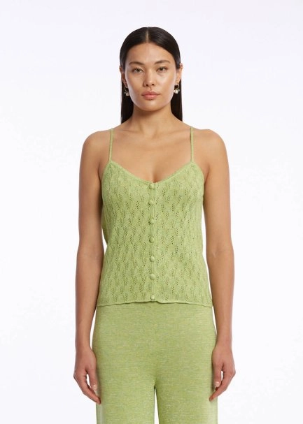 JEWEL BUTTONS PISTACHIO KNIT TOP - 1