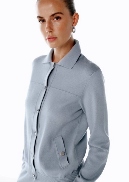 JEWEL BUTTONS RETRO BLUE KNIT SPORTS JACKET - 4