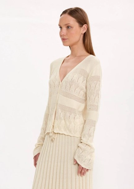 JEWEL BUTTONS SAND KNIT CARDIGAN - 3