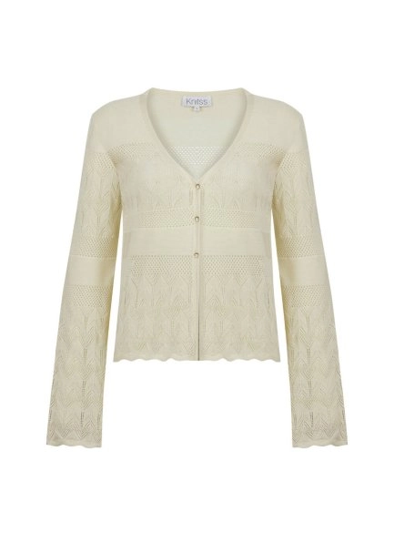 JEWEL BUTTONS SAND KNIT CARDIGAN - 6