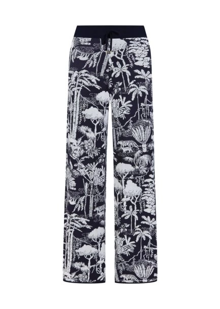 Jungle Pattern Ecru Navy Knıt Pants - 7