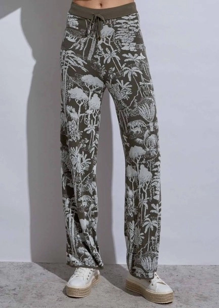 Jungle Pattern Ecru Rosemary Knıt Pants - 2