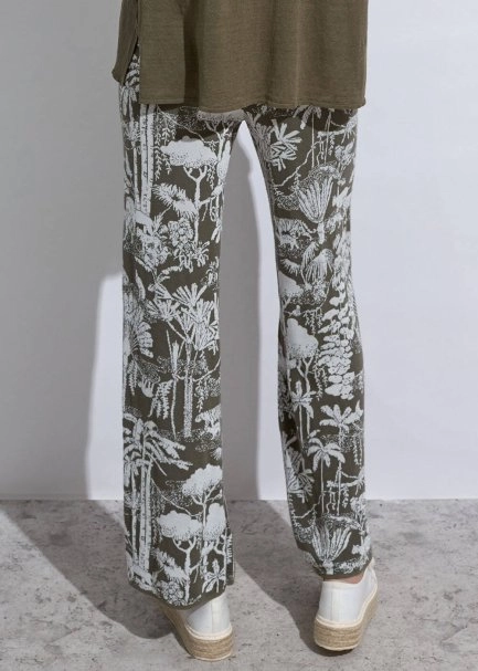 Jungle Pattern Ecru Rosemary Knıt Pants - 5