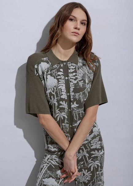 Jungle Pattern Ecru Rosemary Knıt Top - 5