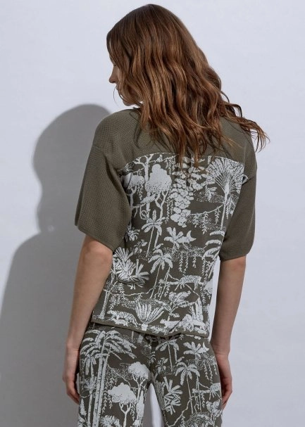 Jungle Pattern Ecru Rosemary Knıt Top - 7