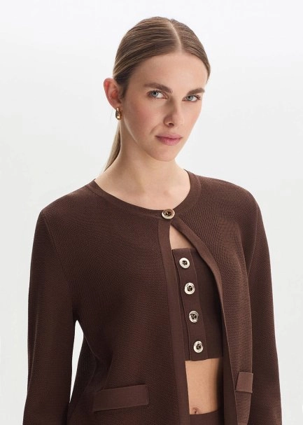 Kahve Regular Fit Triko Ceket - 3