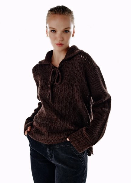 KAHVERENGİ Organik Pamuk Kaşmir Karışımlı Triko - 4