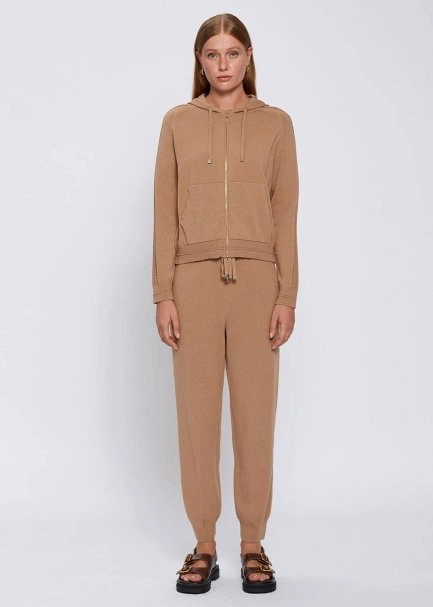 Kapüşonlu Camel Triko Hırka - 2