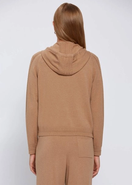 Kapüşonlu Camel Triko Hırka - 5