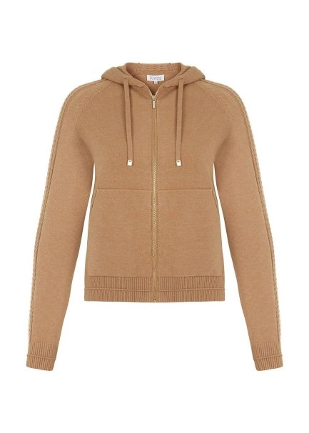 Kapüşonlu Camel Triko Hırka - 6