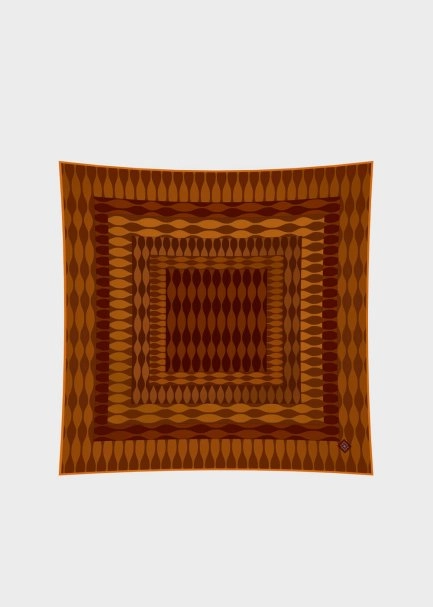 Kare Desenli Saf İpek Eşarp - Pherahs - 2