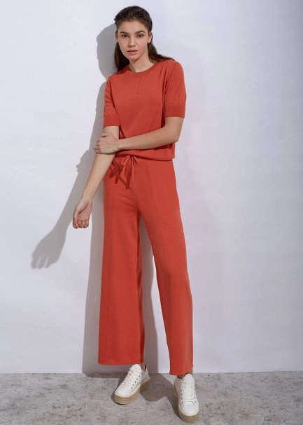 Kaşmir Karışımlı Ajur Örgü Turuncu Triko Üst - 2