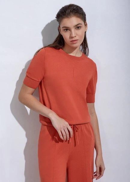 Kaşmir Karışımlı Ajur Örgü Turuncu Triko Üst - 3