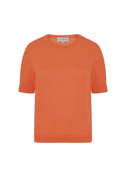 Kaşmir Karışımlı Ajur Örgü Turuncu Triko Üst - 8