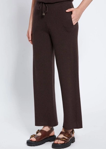 Kaşmir Karışımlı Bağcıklı KAHVERENGİ Triko Pantolon - 3