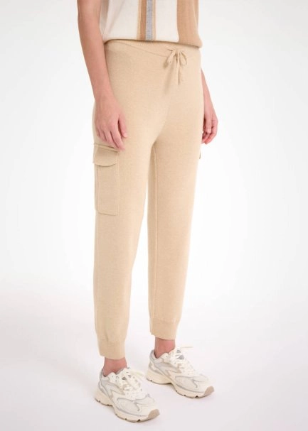 Kaşmir Karışımlı Bej Triko Kargo Pantolon - 4