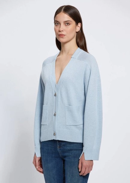 Kaşmir Karışımlı BUZ MaviSİ Triko Hırka - 3