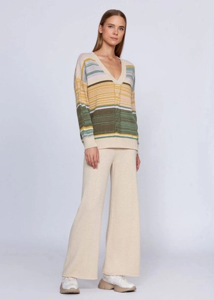 Kaşmir Karışımlı Çizgi Desenli Triko - 5