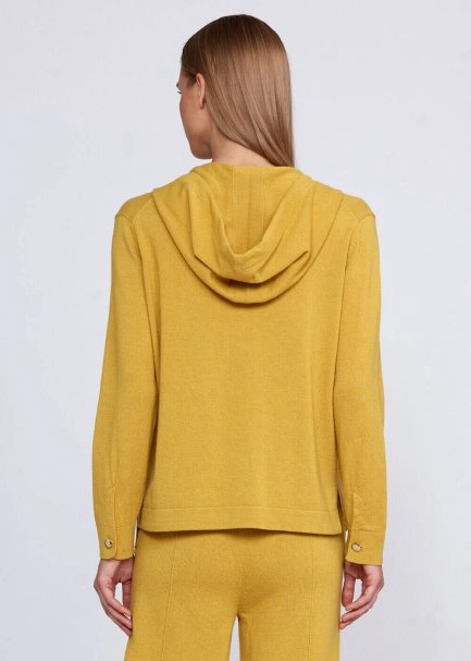 Kaşmir Karışımlı Kapüşonlu Sarı Triko Üst - 3