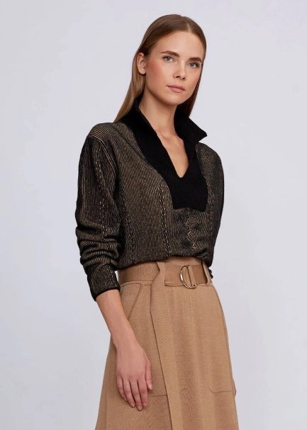 Kaşmir Karışımlı Kontrast Örgü Detaylı Triko - 4