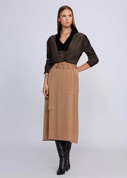 Kaşmir Karışımlı Kontrast Örgü Detaylı Triko - 6