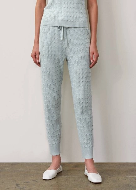 Kaşmir Karışımlı Örgü Detaylı Yeşil Triko Pantolon - 1