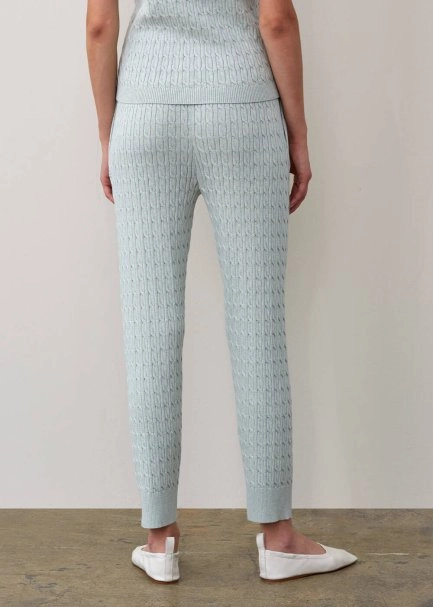 Kaşmir Karışımlı Örgü Detaylı Yeşil Triko Pantolon - 3