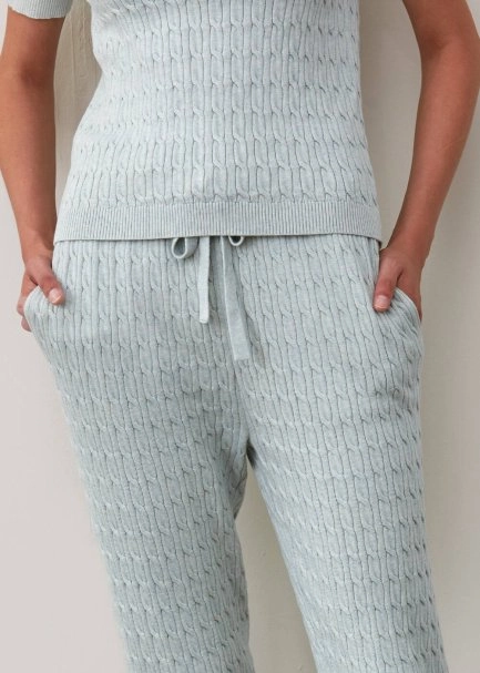 Kaşmir Karışımlı Örgü Detaylı Yeşil Triko Pantolon - 6