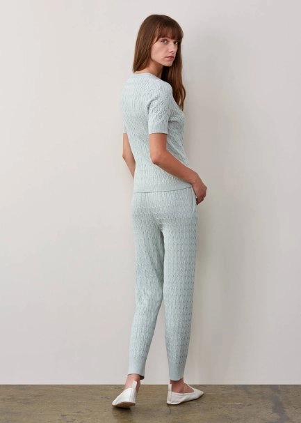 Kaşmir Karışımlı Örgü Detaylı Yeşil Triko Pantolon - 7